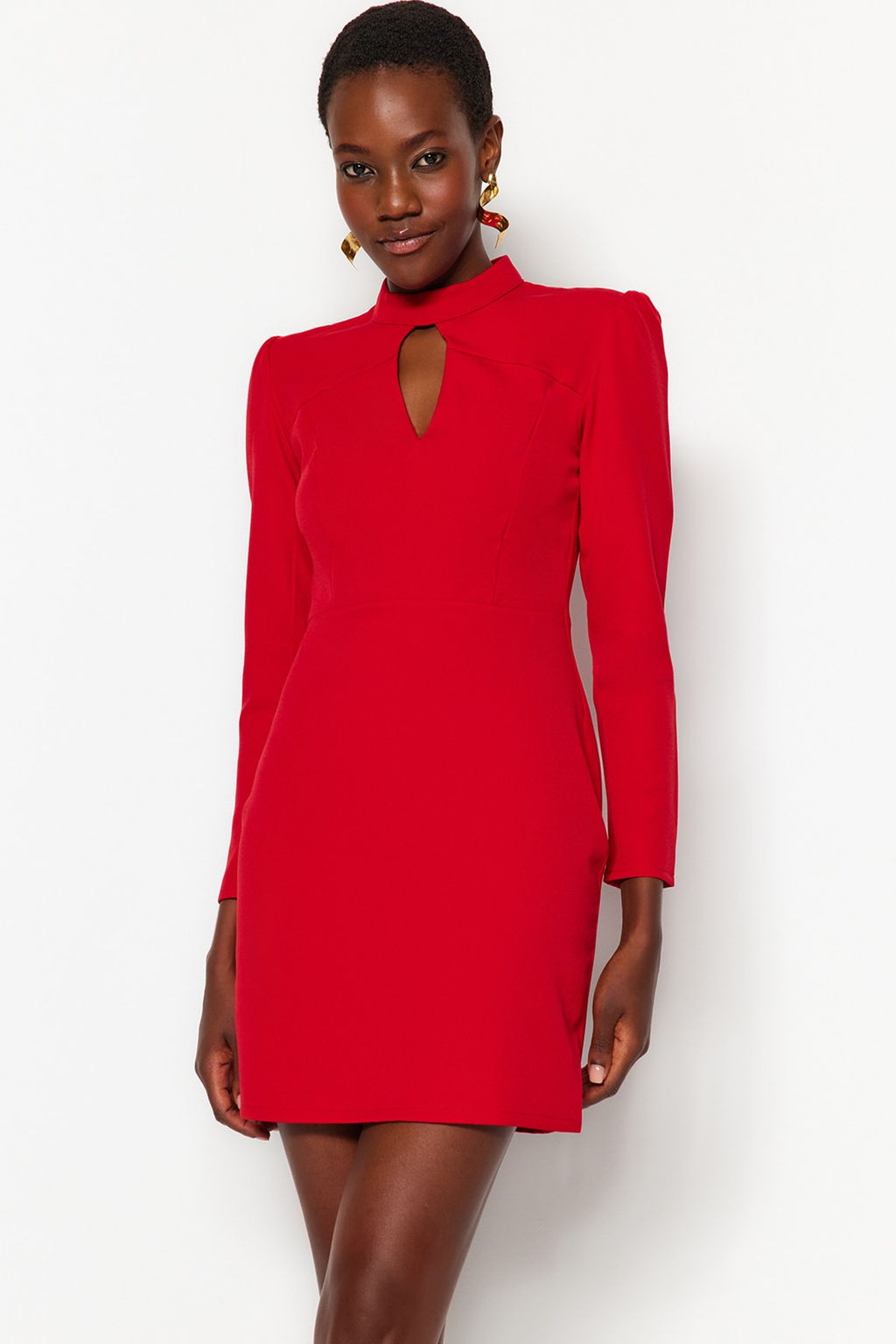 TRENDYOLMILLA K?rm?z? Mini Dokuma Yaka Detayl? Dokuma Elbise TWOAW22EL0393 фото 8