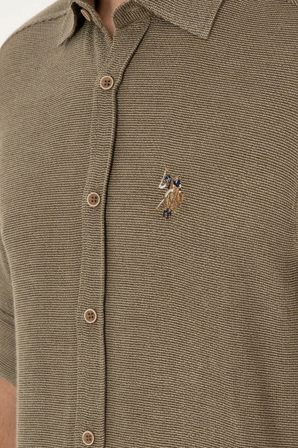 U. S. Polo Assn / Мужская рубашка цвета хаки с длинным рукавом - U.s. polo assn фото 7