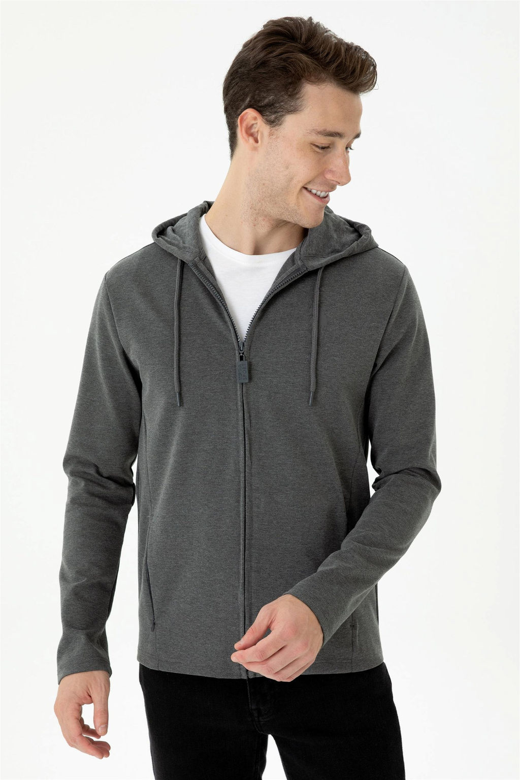 Мужской вязаный кардиган антрацитового меланжа Неожиданная скидка в корзине