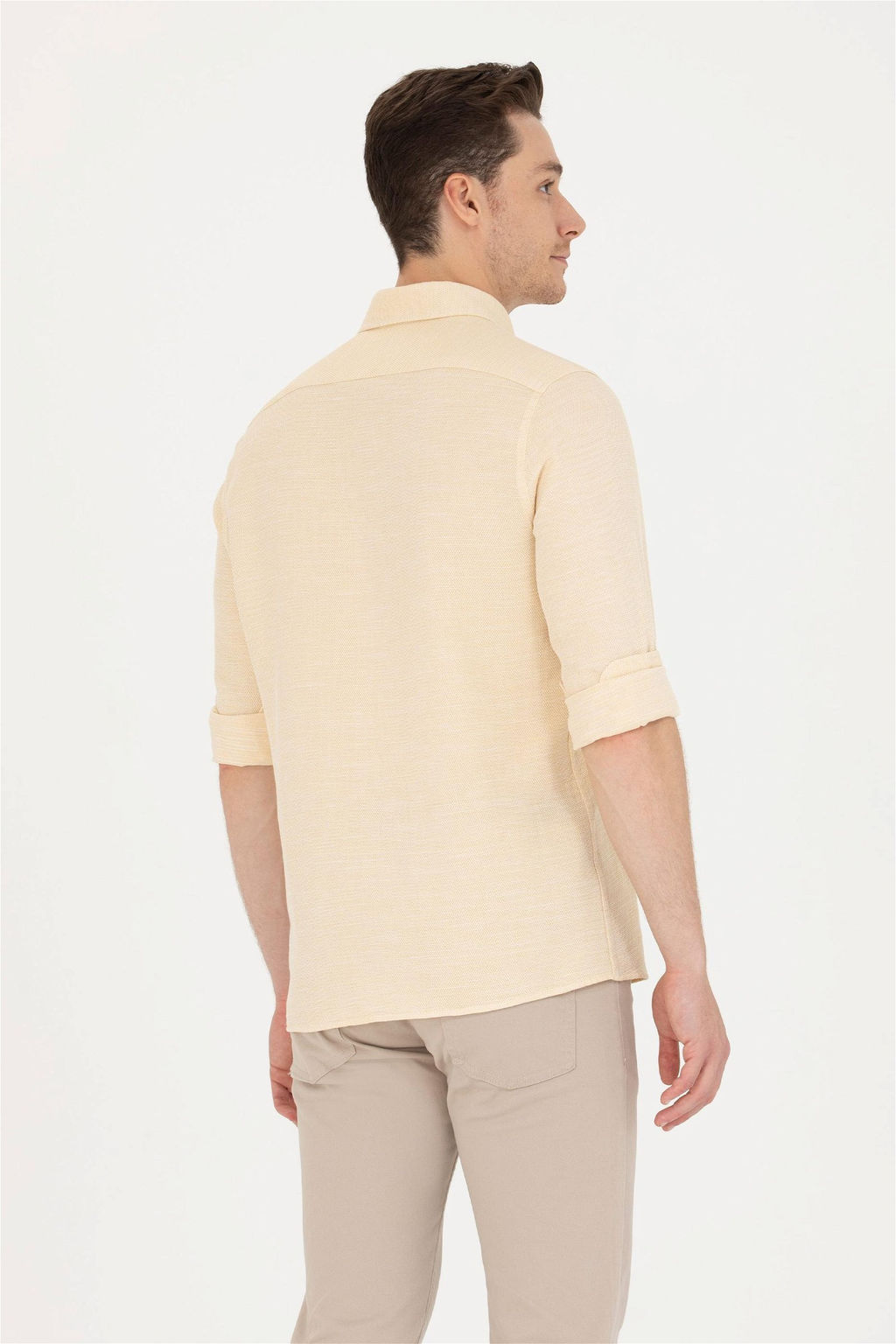 Мужская светло-желтая рубашка с длинным рукавом - U.s. polo assn фото 5