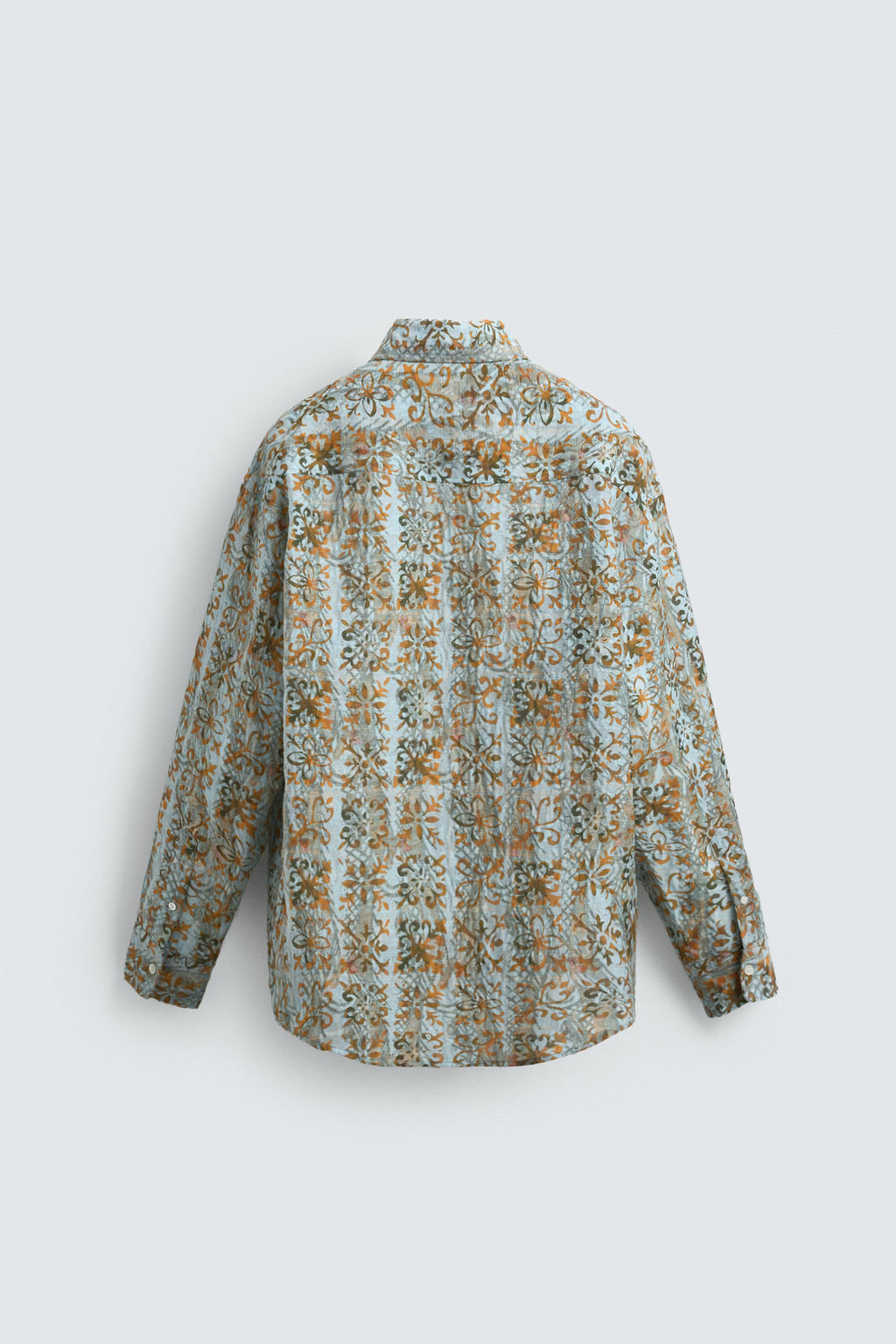 CAMISA RELAXED FIT ESTAMPADO GEOM?TRICO / Celeste - Zara фото 8