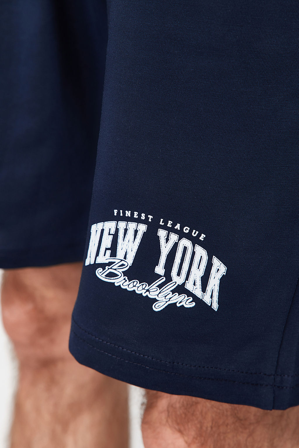 TRENDYOL MAN Lacivert Bask?l? Regular Fit Orme Sortlu Pijama Tak?m? TMNSS24PT00012 - Trendyolmilla фото 6