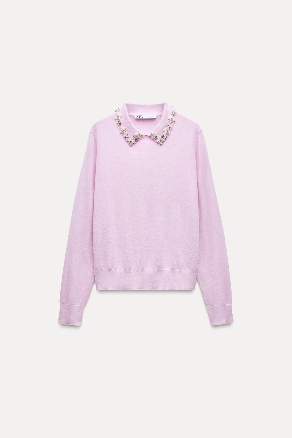 KNIT POLO NECK JUMPER WITH FAUX PEARLS - Zara фото 4