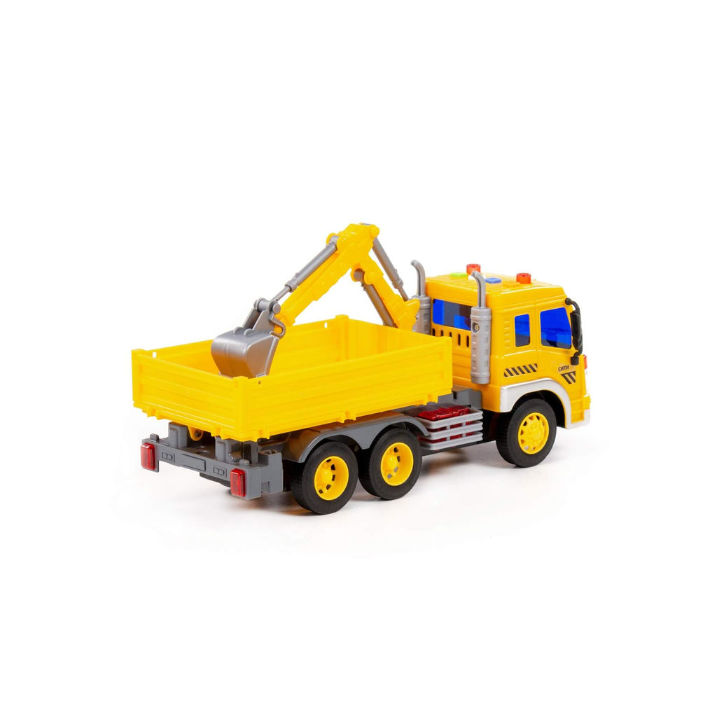 Сити, автомобиль бортовой с манипулятором инерционный (со светом и звуком) (жёлтый) (в коробке) - Полесье фото 6