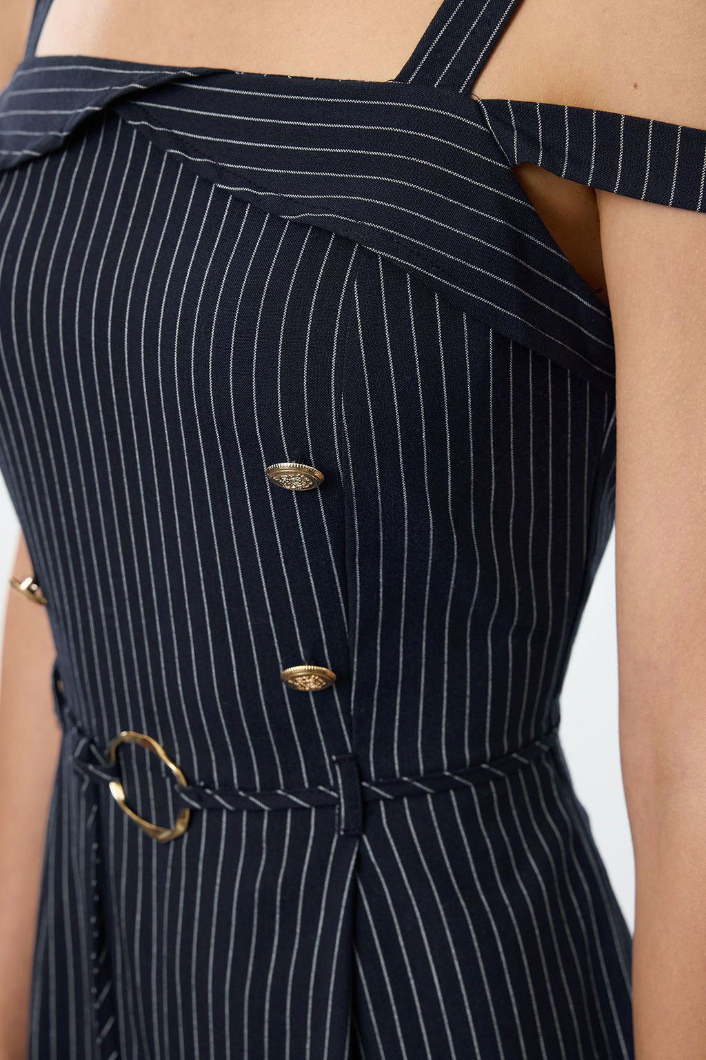 Lacivert Cizgili Kusakl? Kollar? Ayarlanabilir Baglamal? Uzun Tulum TWOAW25TU00017 - Trendyolmilla фото 4