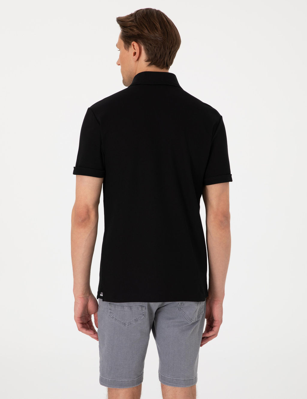 Siyah Slim Fit %100 Pamuk K_vr_lmaz Amerikan Pike Polo Yaka Basic Ti__rt - Pierre cardin фото 12
