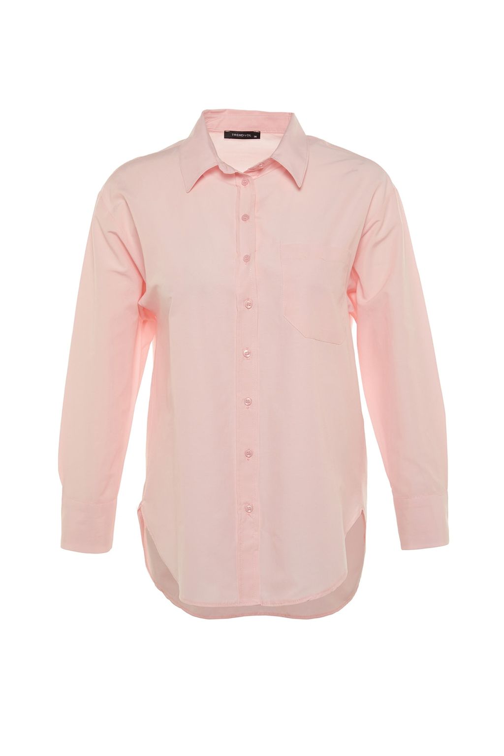 TRENDYOLMILLA Beyaz Tek Cepli Boyfriend/Genis Kal?p Pamuklu Dokuma Gomlek TWOAW20GO0115 фото 16