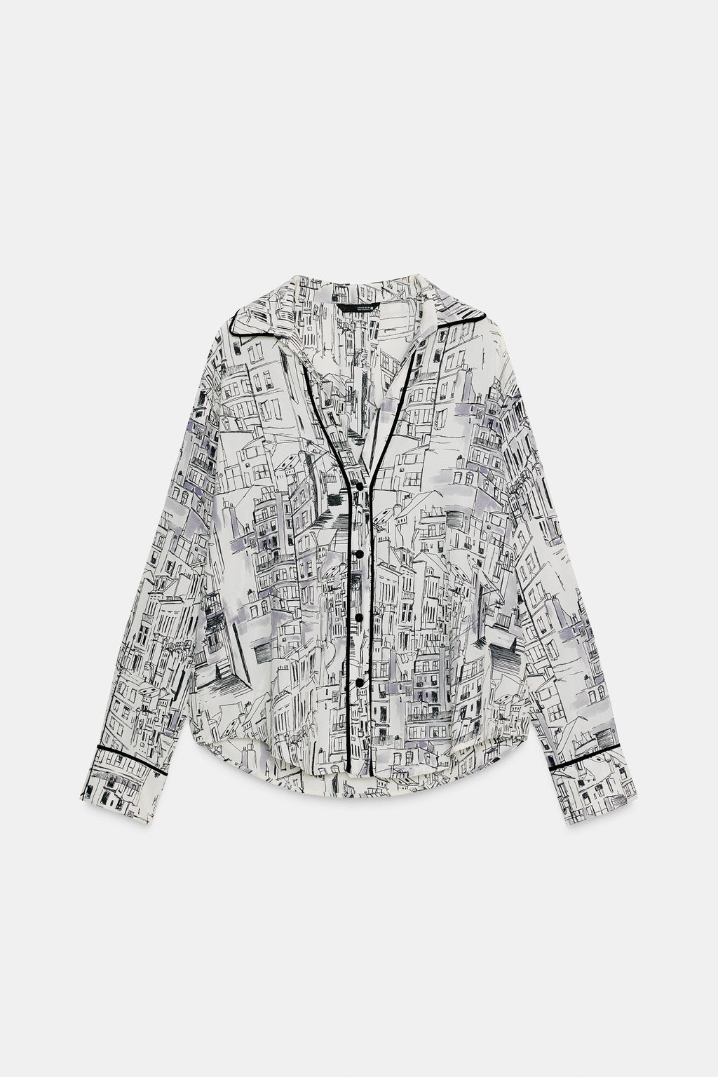 PRINTED BLOUSE WITH PIPING - Zara фото 6