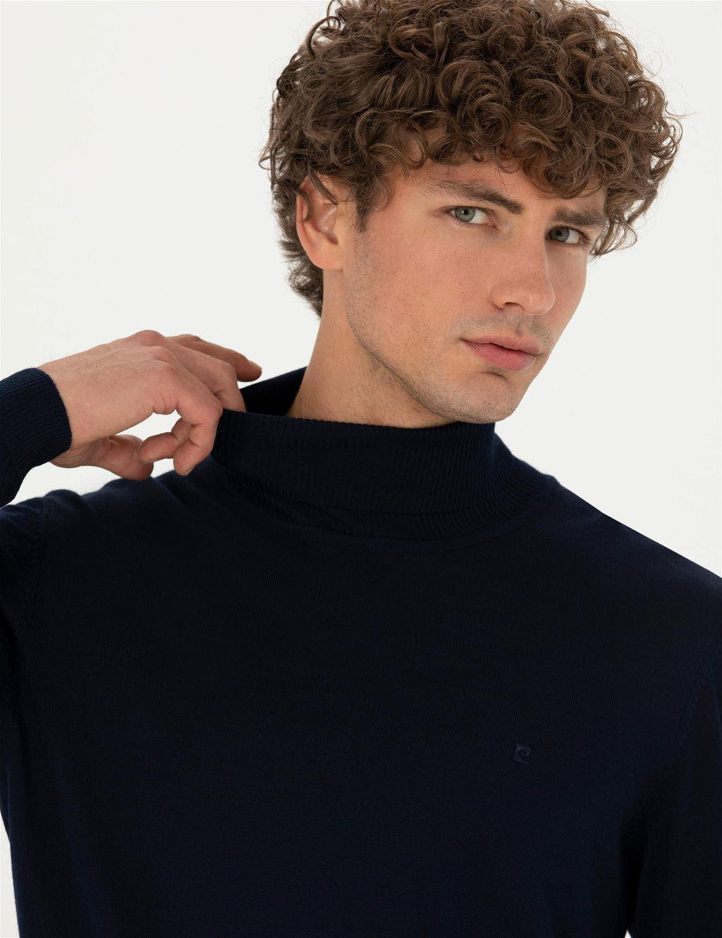 Lacivert Slim Fit Bal_k__ Yaka Y_n Kar___ml_ Basic Triko Kazak - Pierre cardin фото 2