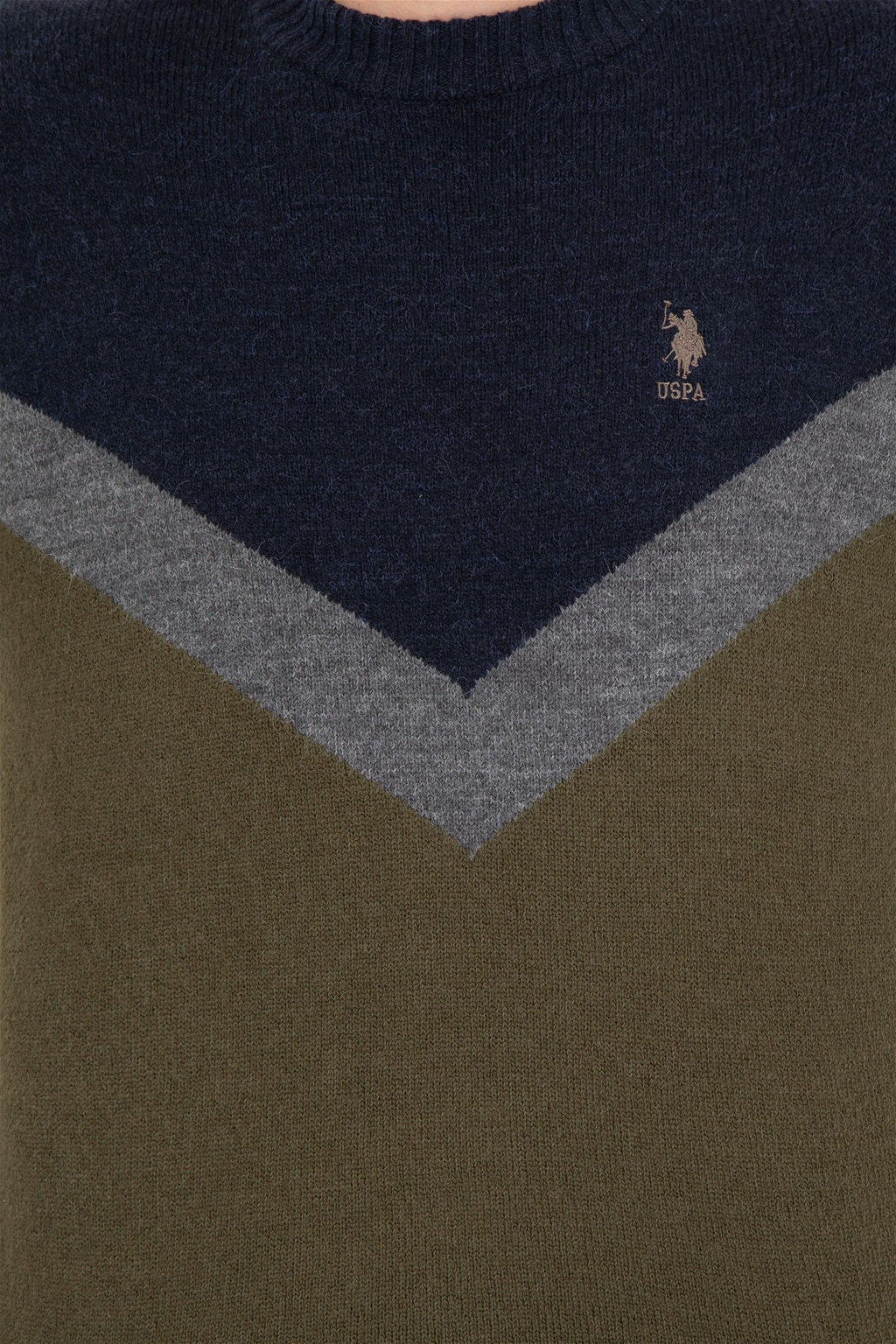 U. S. Polo Assn Мужской вязаный свитер кокосового цвета с круглым вырезом - U.s. polo assn фото 12