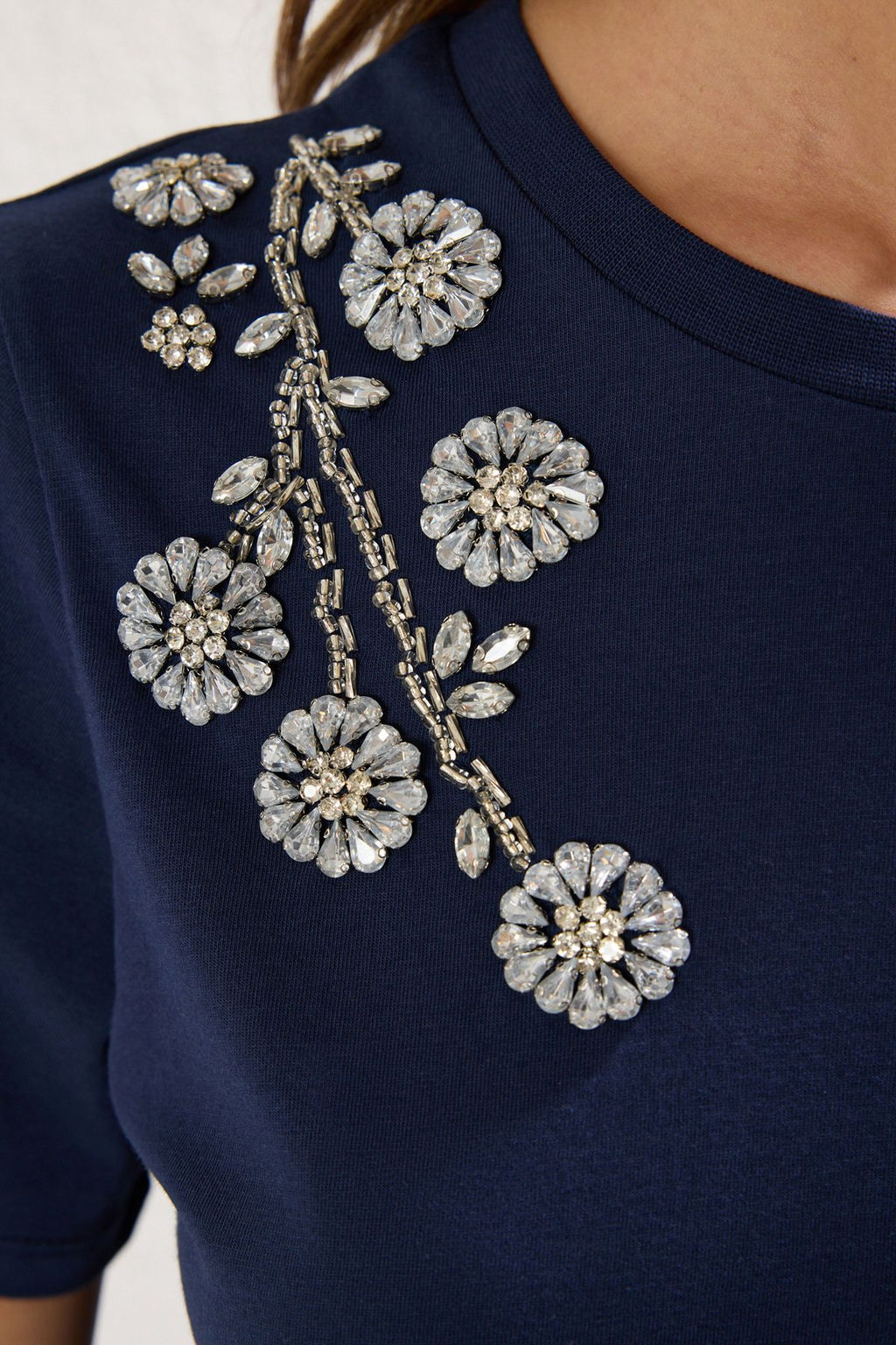 TRENDYOLMILLA Lacivert Tasl? Regular/Normal Kal?p Orme T-Shirt TWOSS25TS00038 фото 4