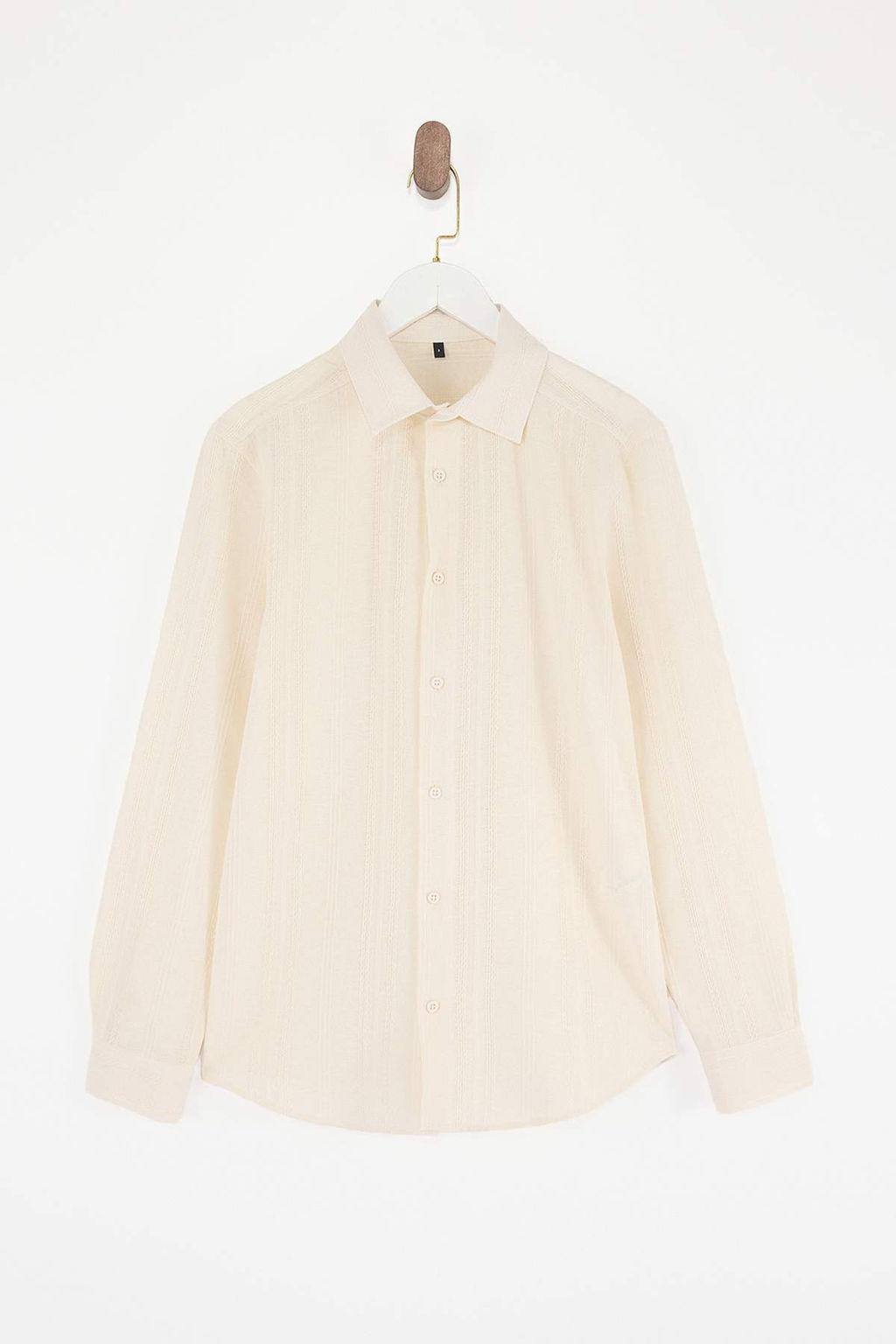 Ekru Regular Erkek Gomlek TMNSS26GO00012 - Trendyolmilla фото 3