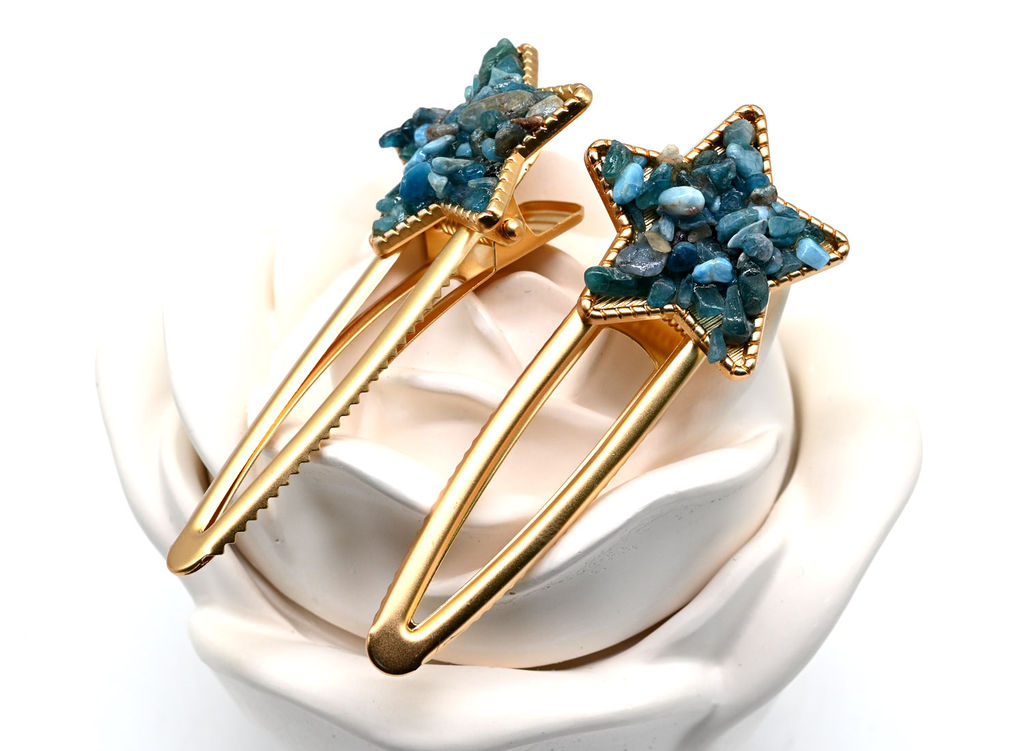 Заколка зажим Звезда с турмалином 7,5*3*1,8см - Радуга камня фото 3