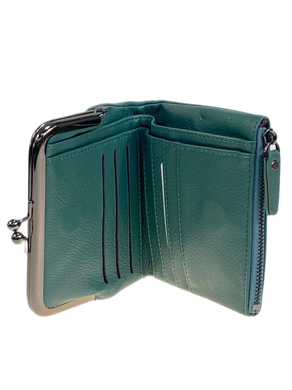 Женское портмоне из натуральной кожи, цвет зеленый - Greta фото 2