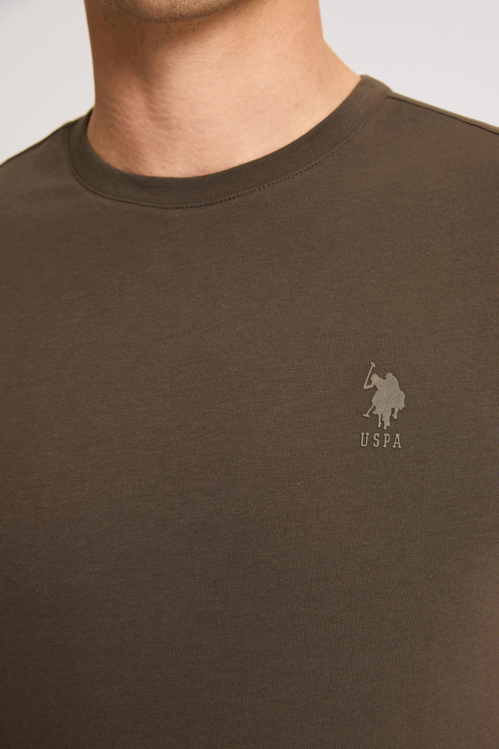 Erkek Regular Fit Bisiklet Yaka Koyu Haki Basic Ti__rt - U.s. polo assn фото 6