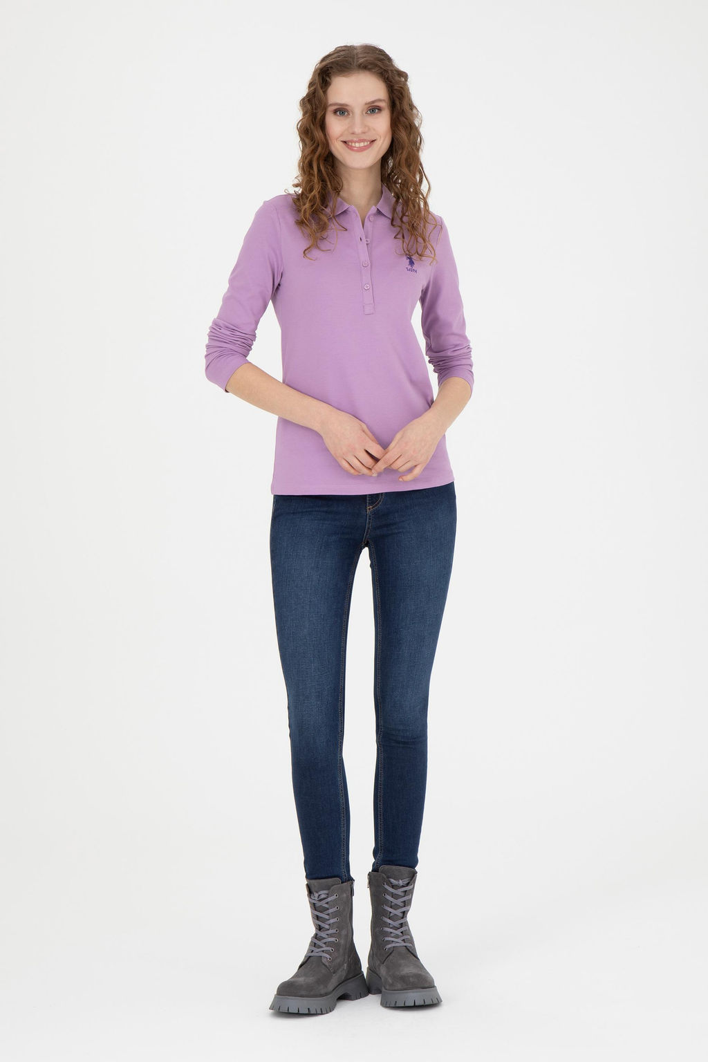 Женский сиреневый базовый свитшот - U.s. polo assn фото 11