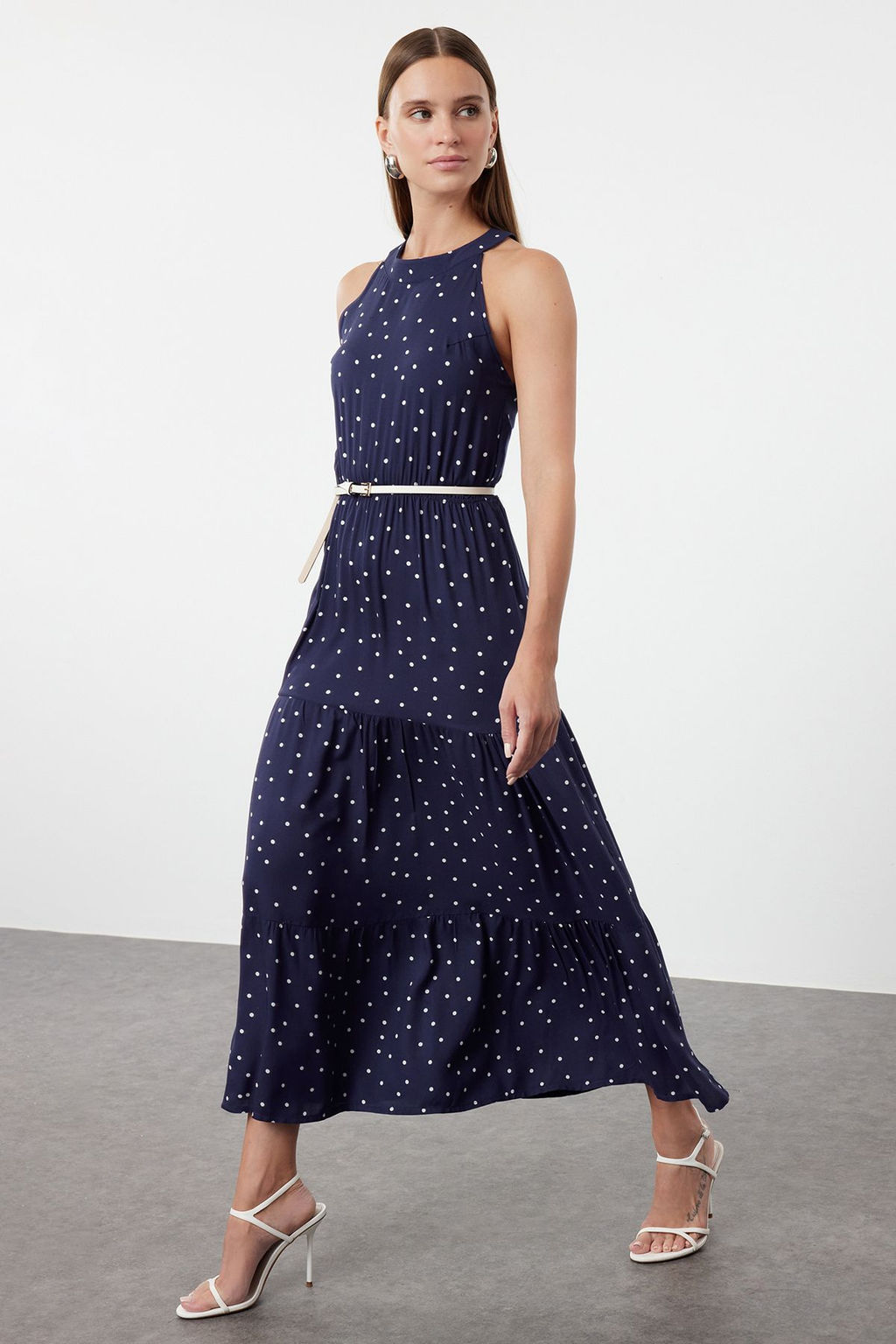 Siyah Soyut Desenli A Kesim Halter Yaka Maxi Dokuma Elbise TWOSS24EL01025 - Trendyolmilla фото 8