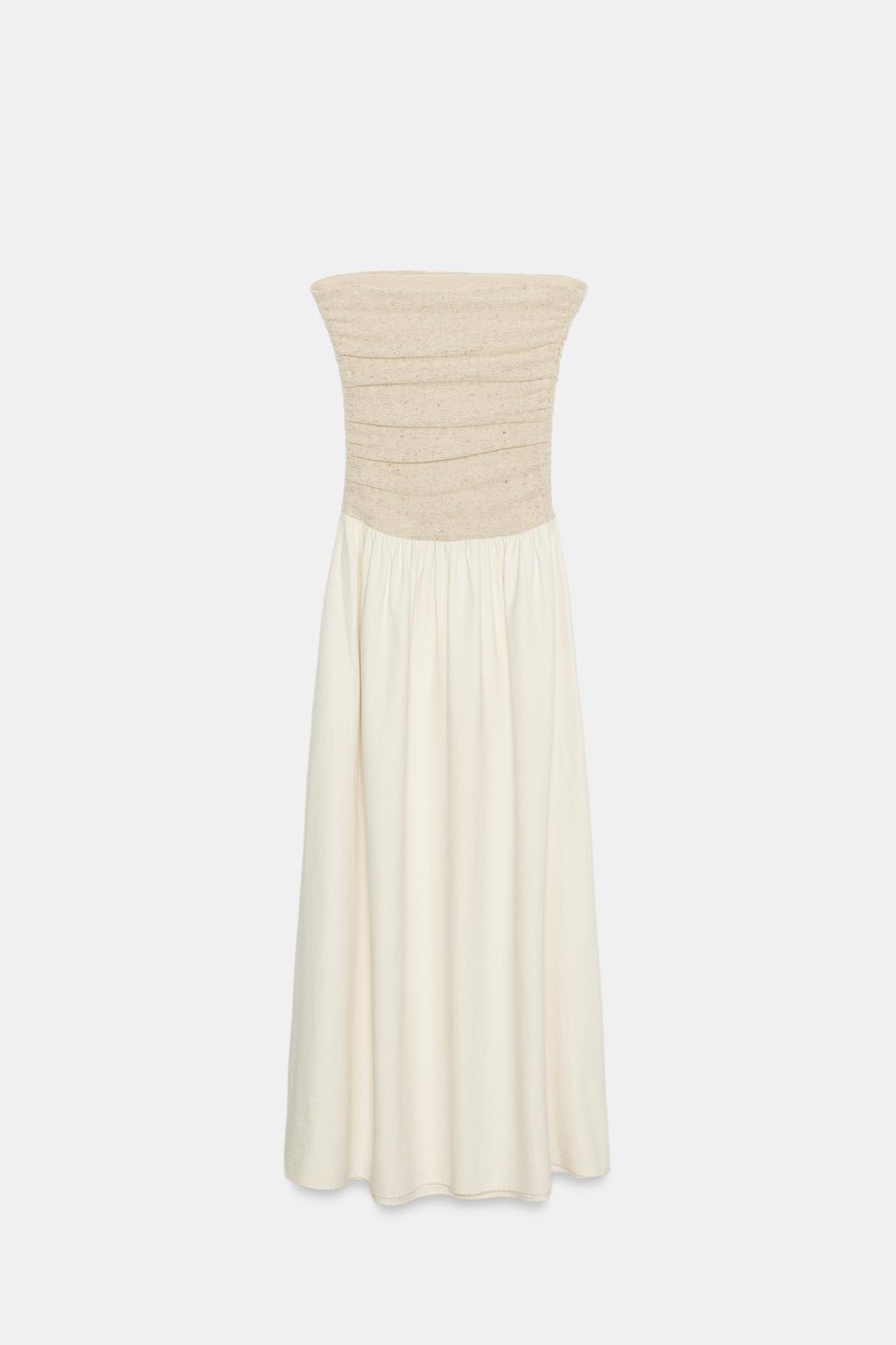 VESTIDO COMBINADO ESCOTE RECTO / Crudo medio - Zara фото 6