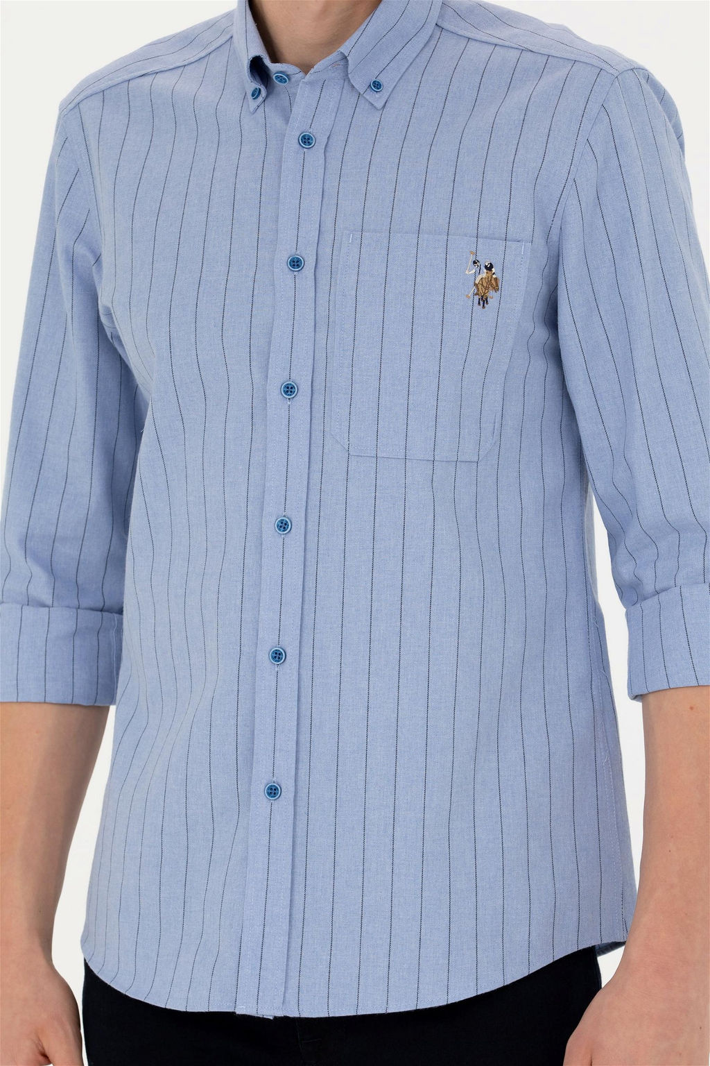 Мужская синяя рубашка с длинным рукавом - U.s. polo assn фото 6