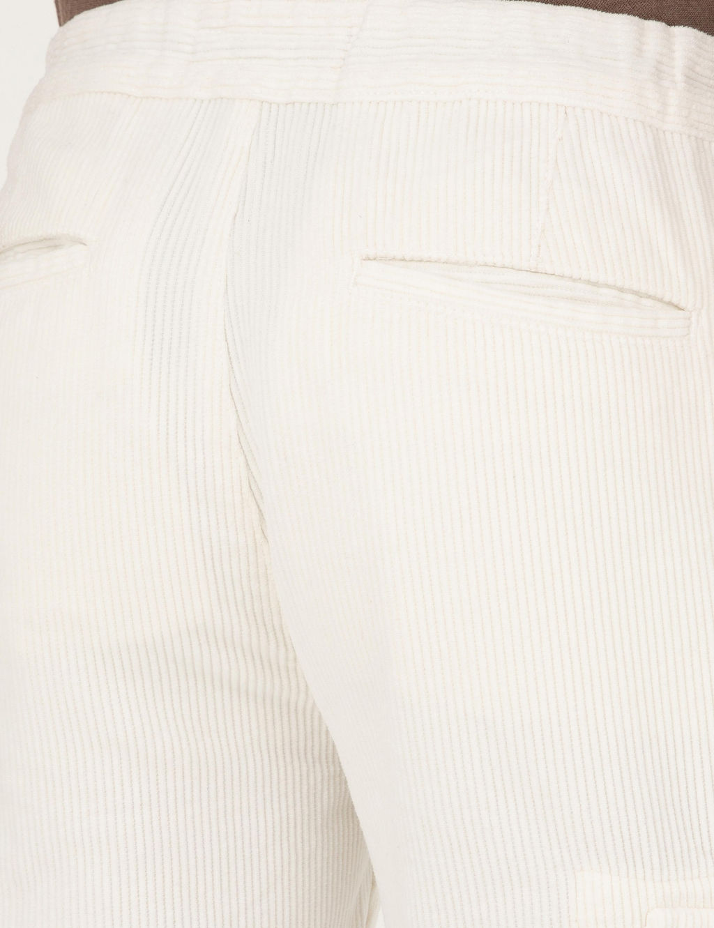 Beyaz Straight Fit Kadife Kargo Cepli %100 Pamuk Kanvas Pantolon