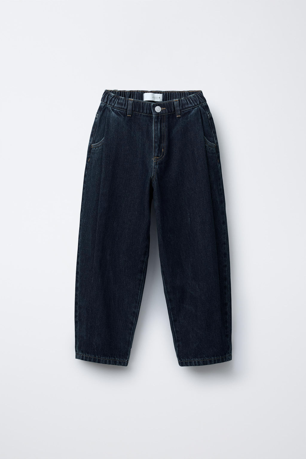 PLEATED BALLOON-FIT DENIM TROUSERS