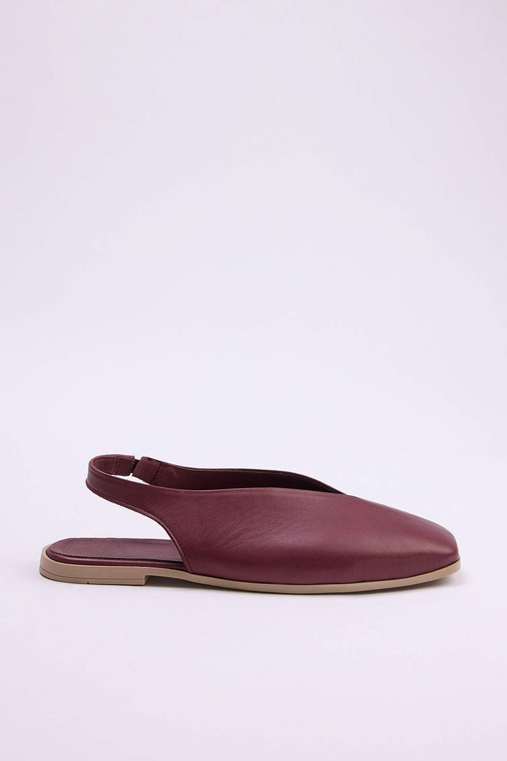 Bordo Hakiki Deri Arkas? Ac?k Kare Burun Kad?n Babet TAKSS25BE00018