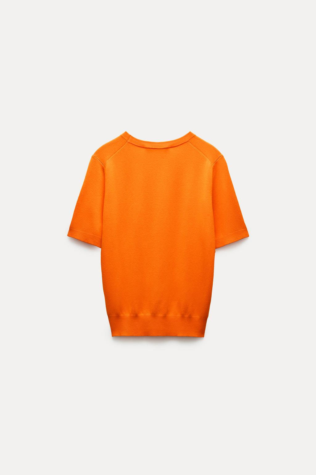 BASIC PLAIN KNIT TOP WITH SHORT SLEEVES - Zara фото 15