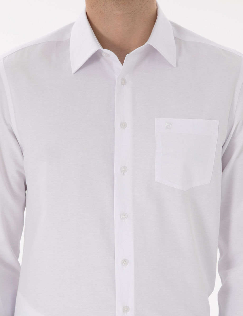 Beyaz Regular Fit Uzun Kollu Basic Cepli G_mlek