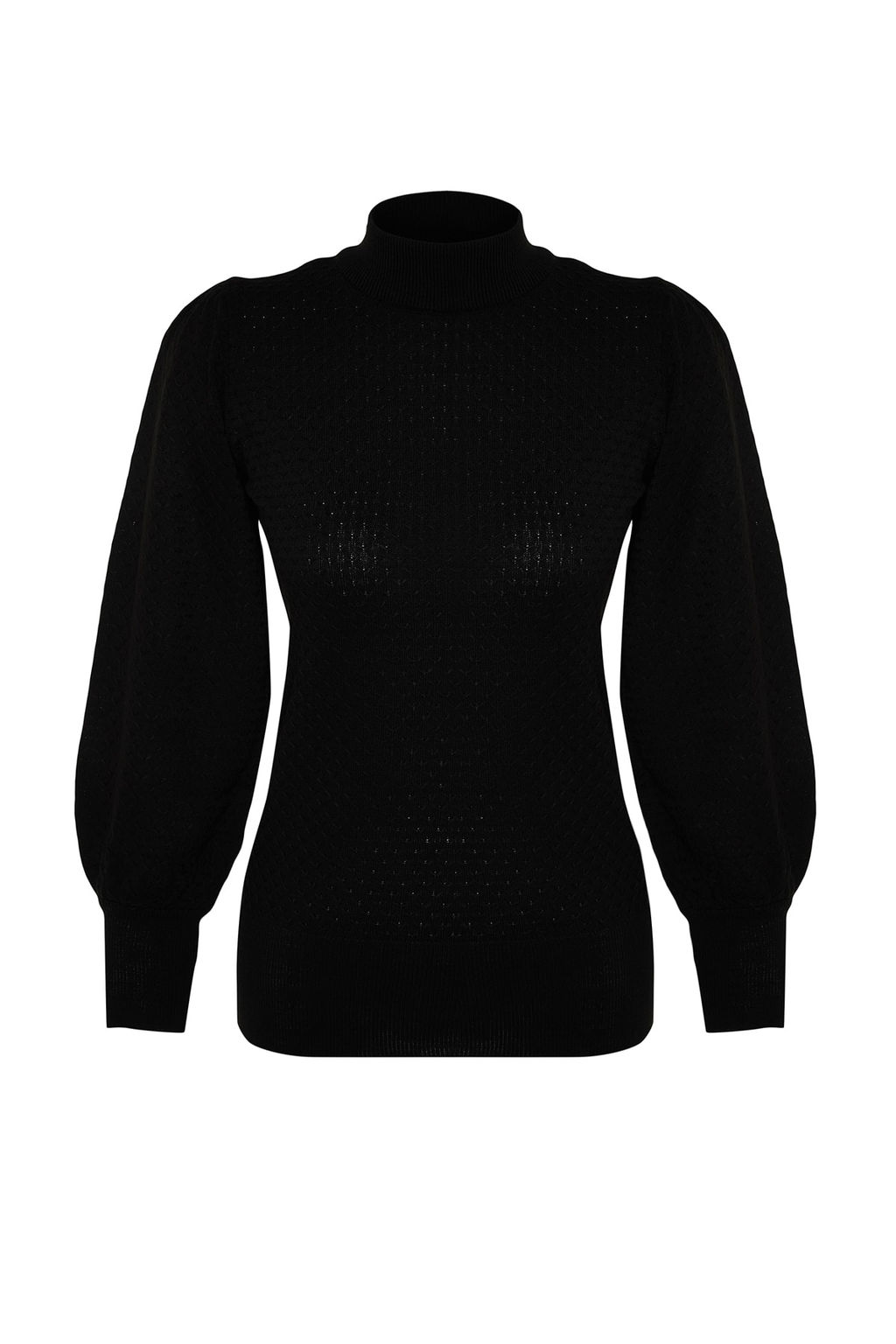 Siyah Dik Yaka Triko Kazak TWOAW21KZ0817 - Trendyolmilla фото 5