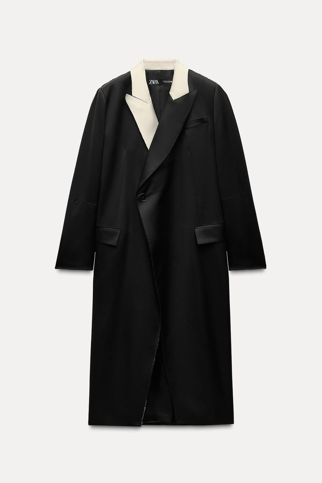 SATIN COAT WITH CONTRAST COLLAR ZW COLLECTION - Zara фото 3