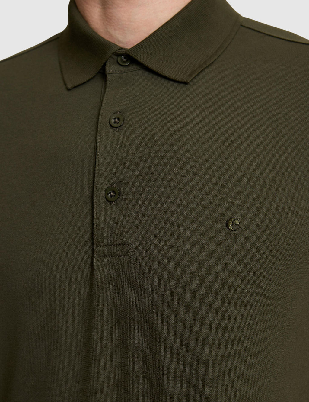Haki Slim Fit Pamuk Kar___ml_ D__meli Polo Yaka Basic T-shirt