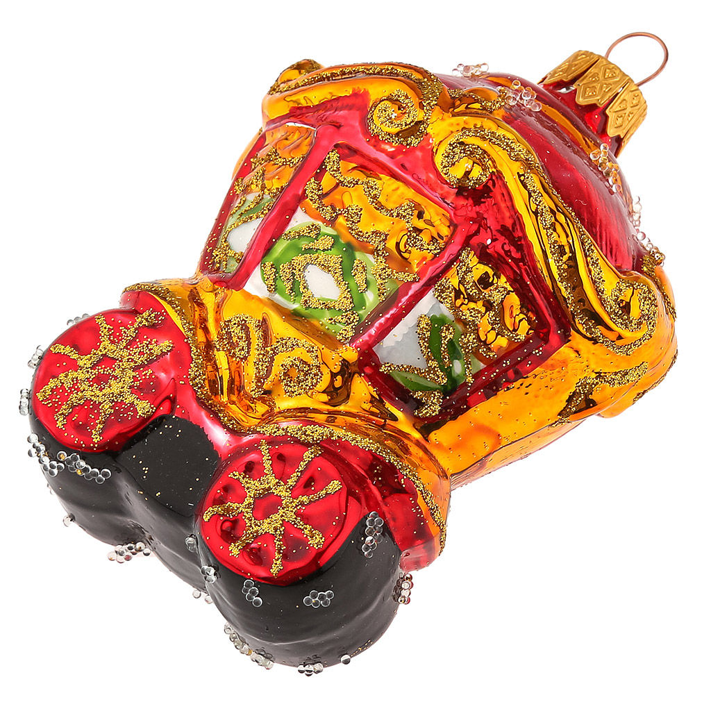 Елочная игрушка фигурка стеклянная Сказочная карета h10,5см, ручная художественная роспись, подарочная упаковка (Россия) - Домашняя мода фото 4