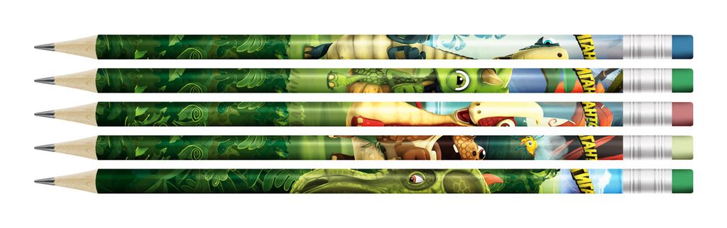 ВКФ Гигантозавр GGZ-5P-06 Набор графитных карандашей круглые с ластиком ОПП заточенный ТМ (HB) 8 х 5 шт. Hot Print