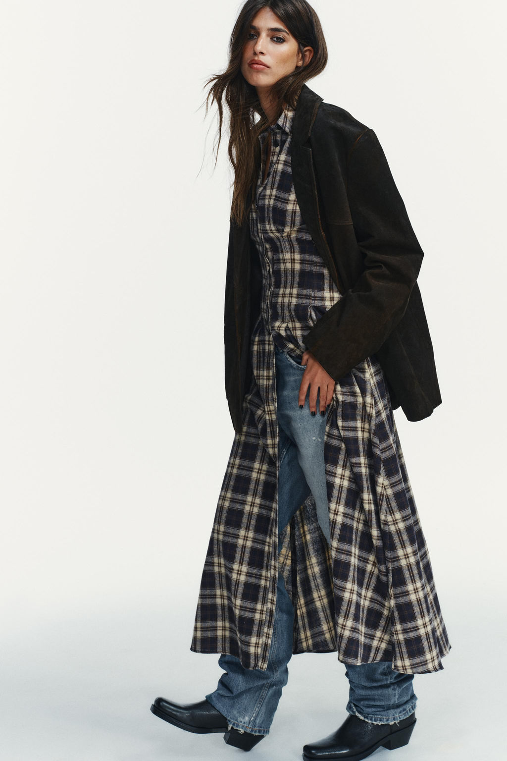 100% SUEDE LEATHER BLAZER WITH POCKETS - Zara фото 3