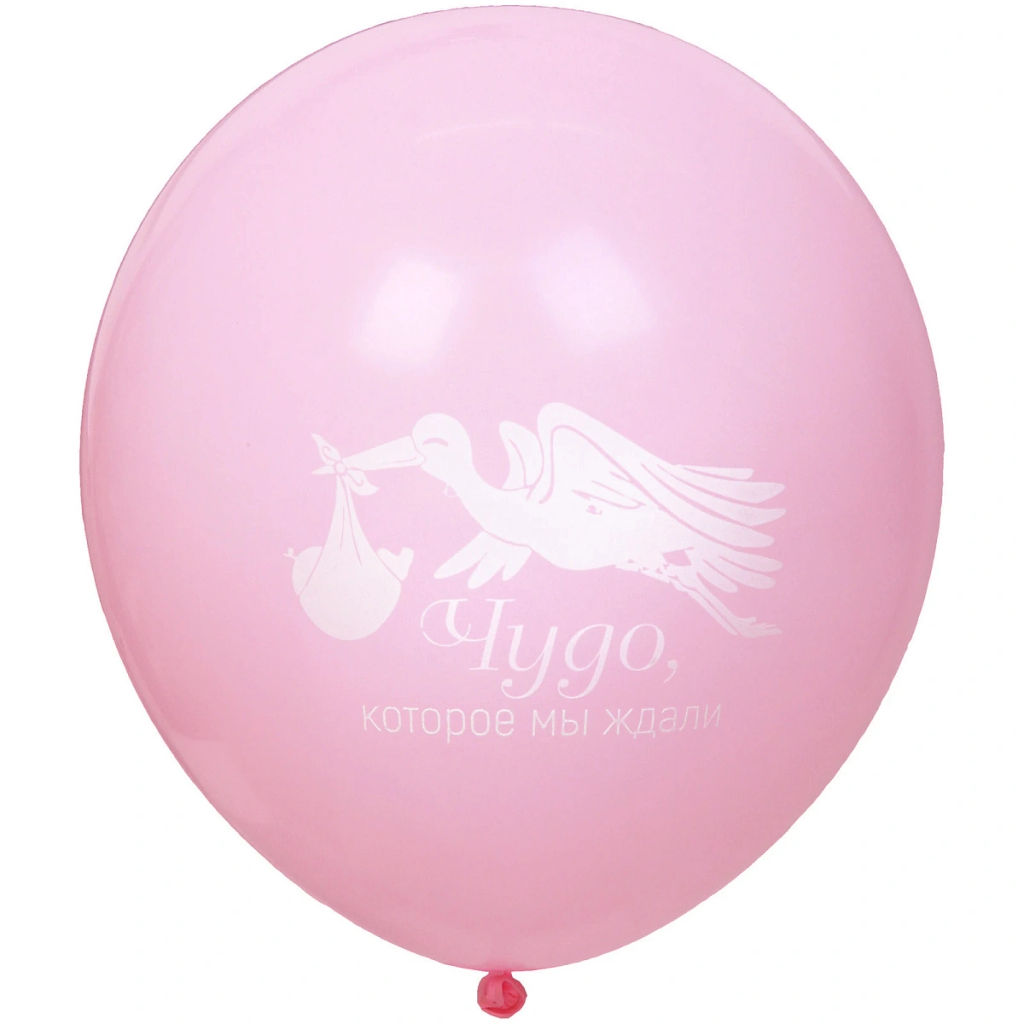 Воздушные шары 50 шт, 10"/25см Наша доченька (розовый/белый)