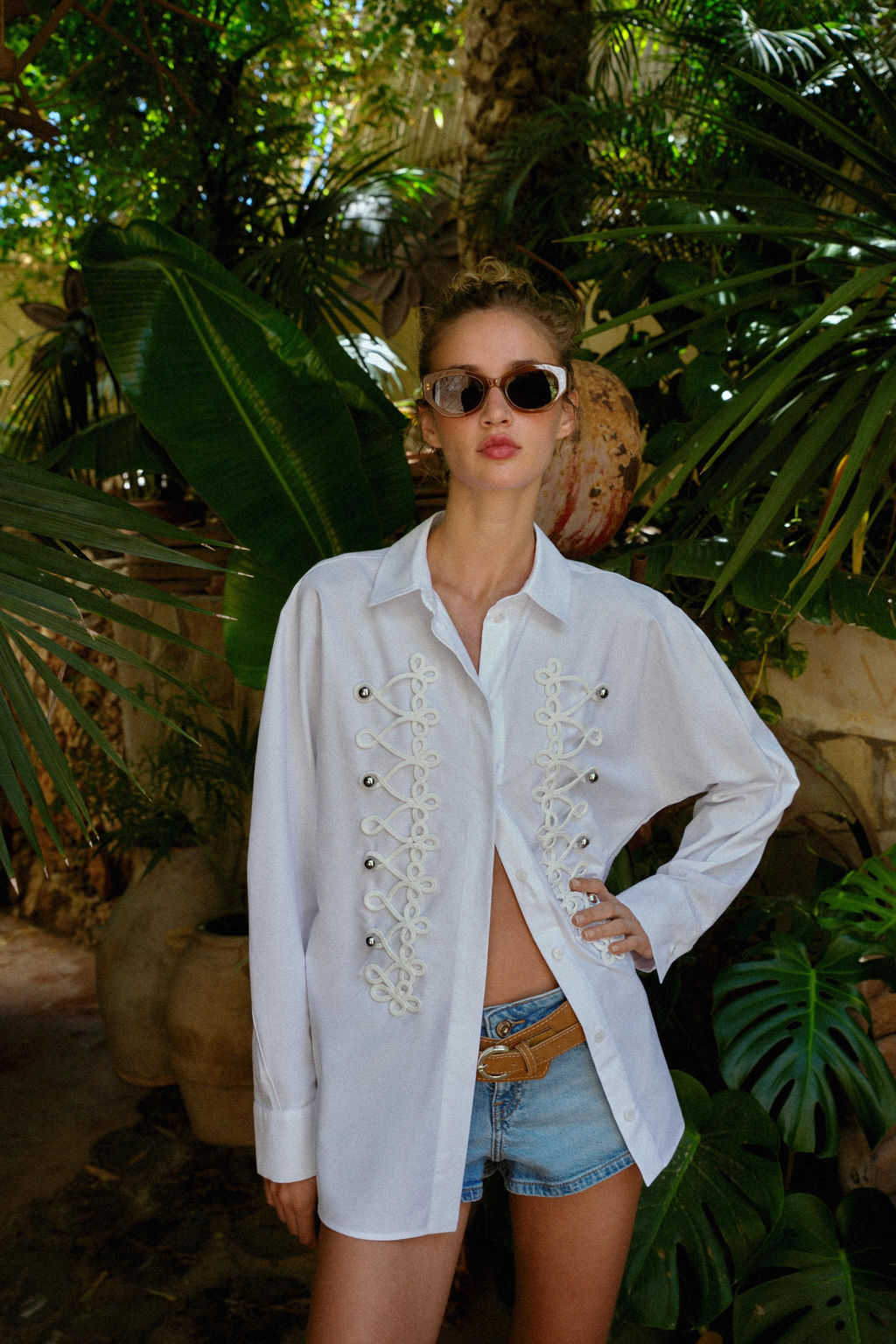 CAMISA POPEL?N ALAMARES / Blanco