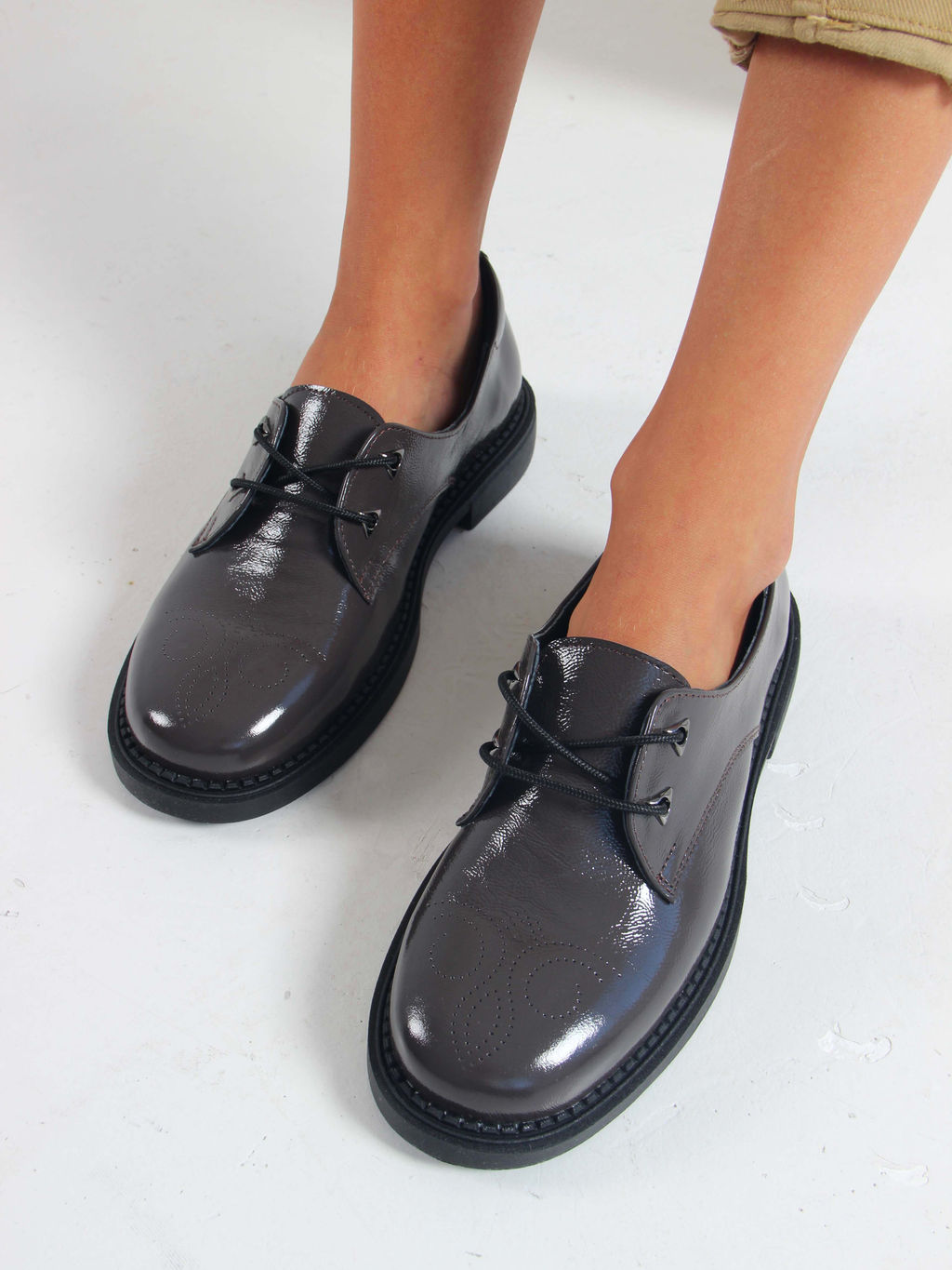 Туфли полуботинки 105.2693.bl. Серо-коричневый наплак