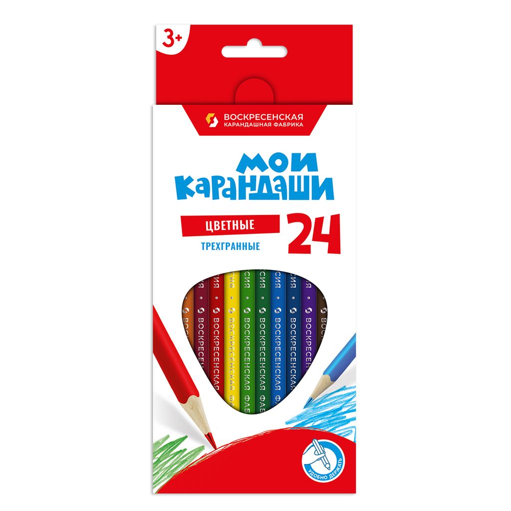 ВКФ Мои карандаши Набор цветных трехгранных карандашей MP-CP-1024 заточенный 4 х 24 цв