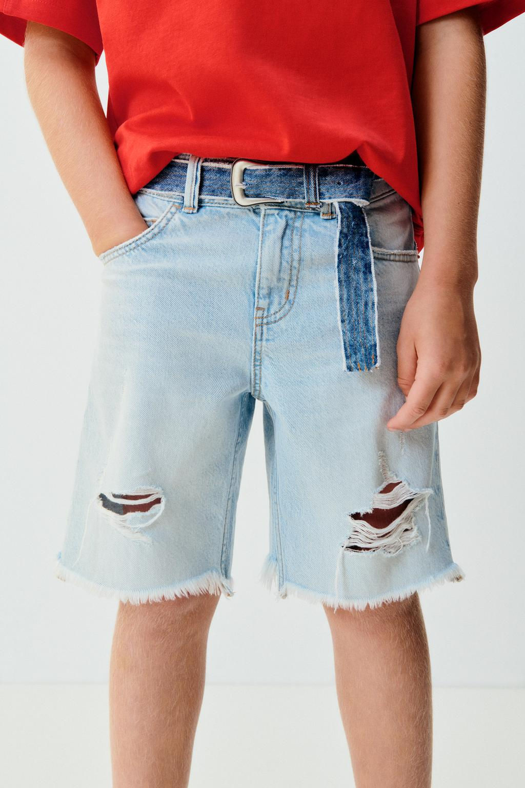 RIPPED DENIM BERMUDA SHORTS - Zara фото 4