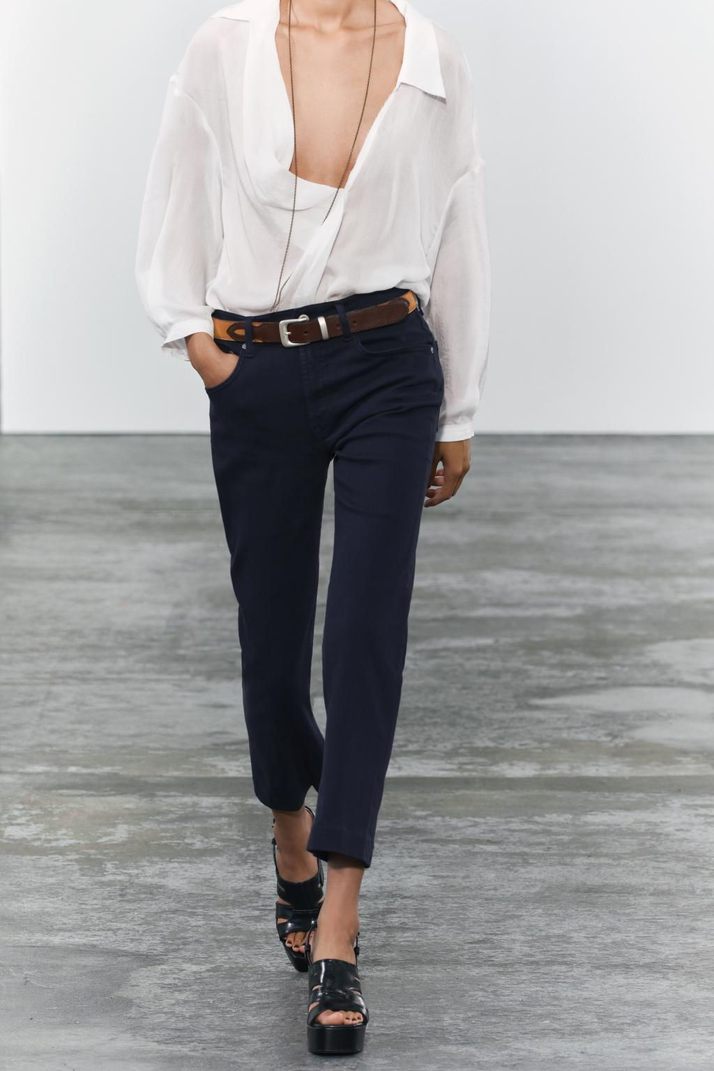 ZW COLLECTION BOOTCUT HIGH-WAIST CROPPED JEANS - Zara фото 33