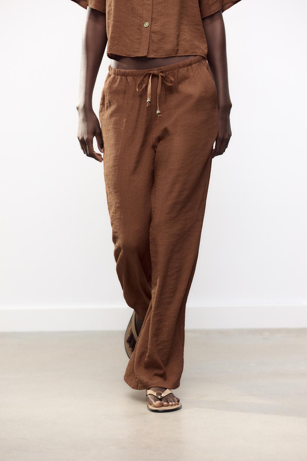 WIDE-LEG TROUSERS WITH ELASTIC WAISTBAND - Zara фото 8