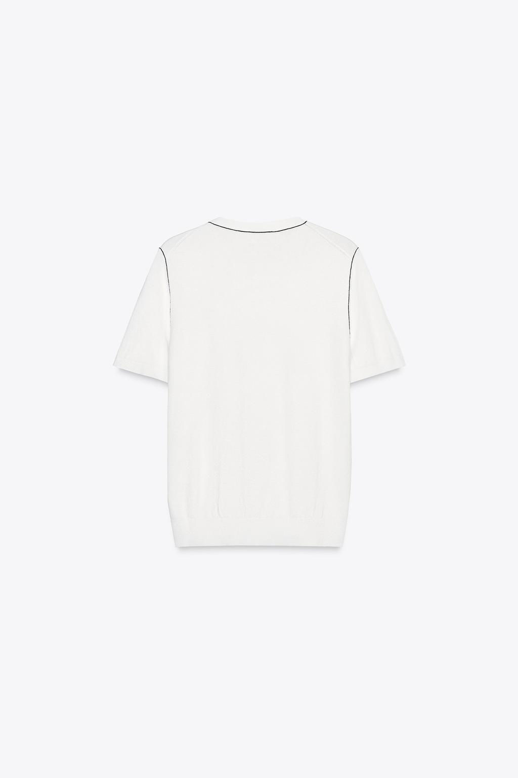 SHORT SLEEVE KNIT TOP WITH PIPING - Zara фото 12