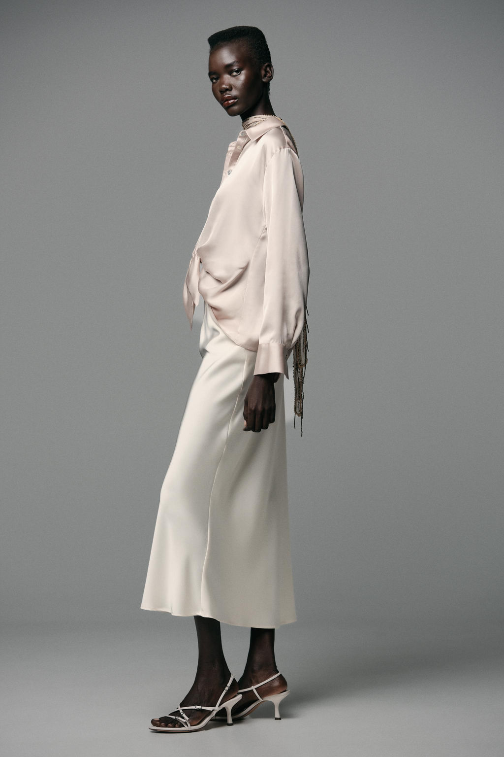 SATIN SHIRT WITH KNOT - Zara фото 4