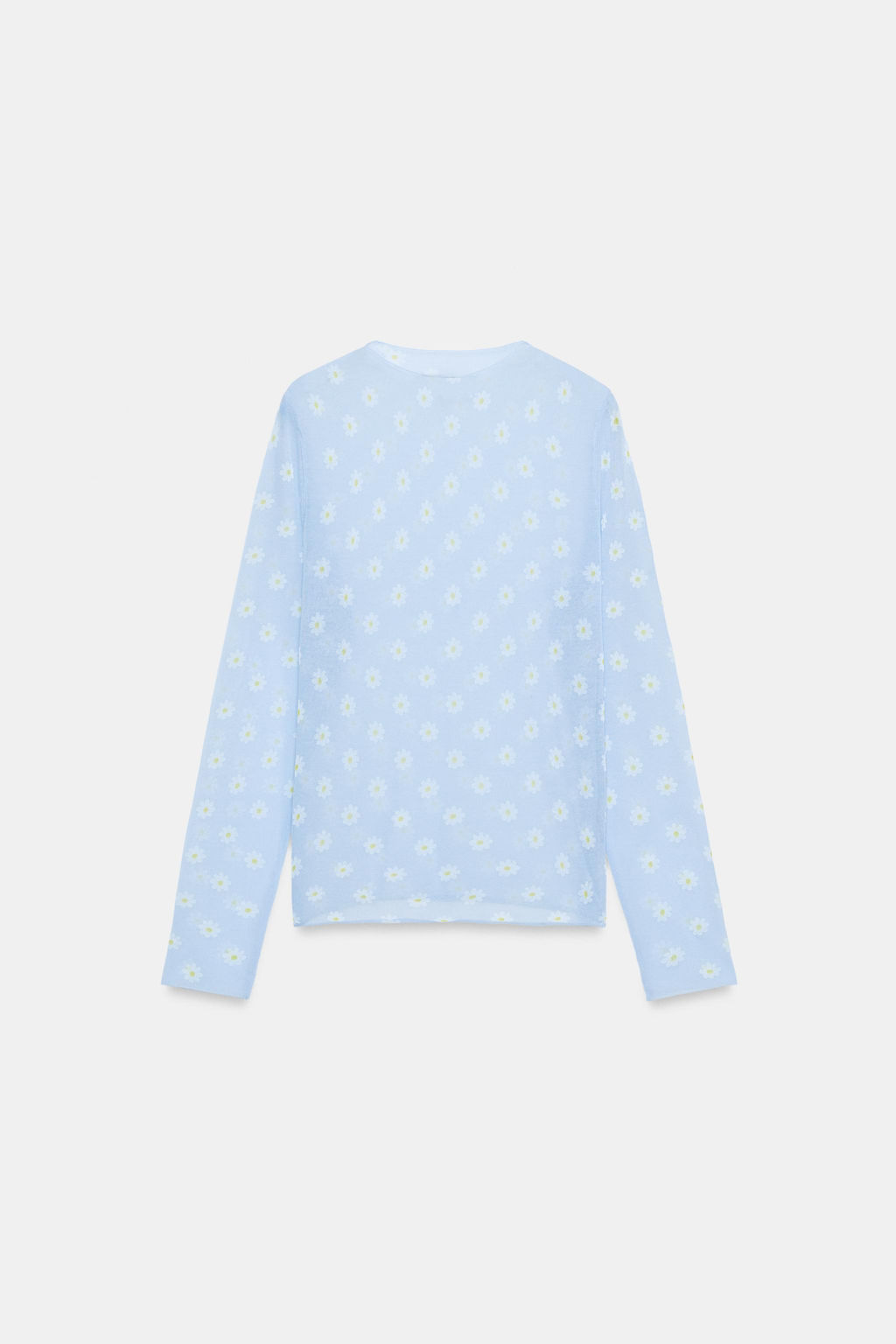 TOP PUNTO SEMITRANSPARENTE FLORES / Azul pastel