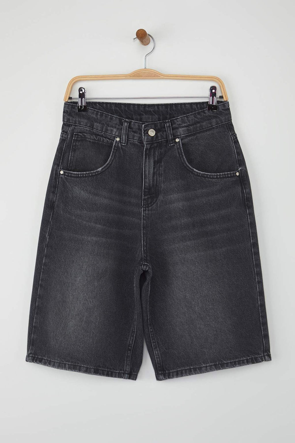 TRENDYOLMILLA Mavi Normal Bel Vintage Denim Bermuda TWOSS25SR00150 фото 5