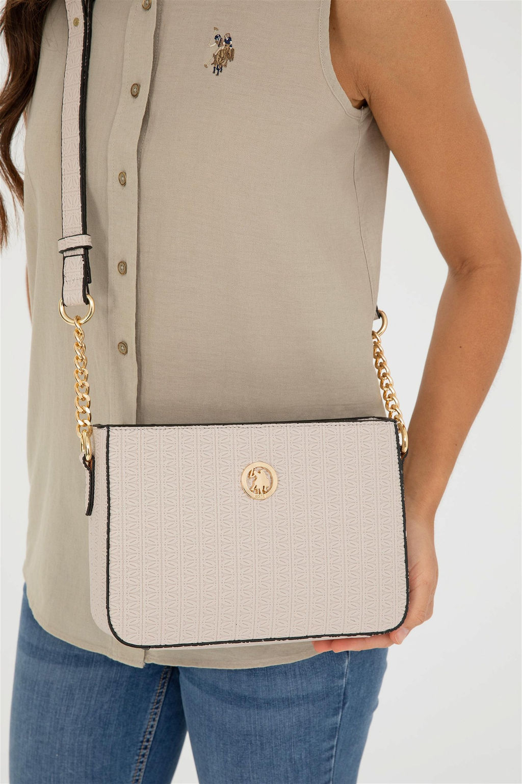 U. S. Polo Assn / Женская светло-серая сумка через плечо - U.s. polo assn фото 2