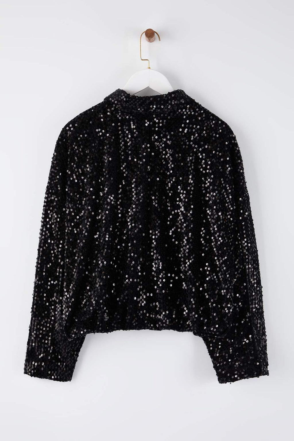 Siyah Oversize Parlak Pul Payet Bomber Mont TWOAW26MO00165 - Trendyolmilla фото 8