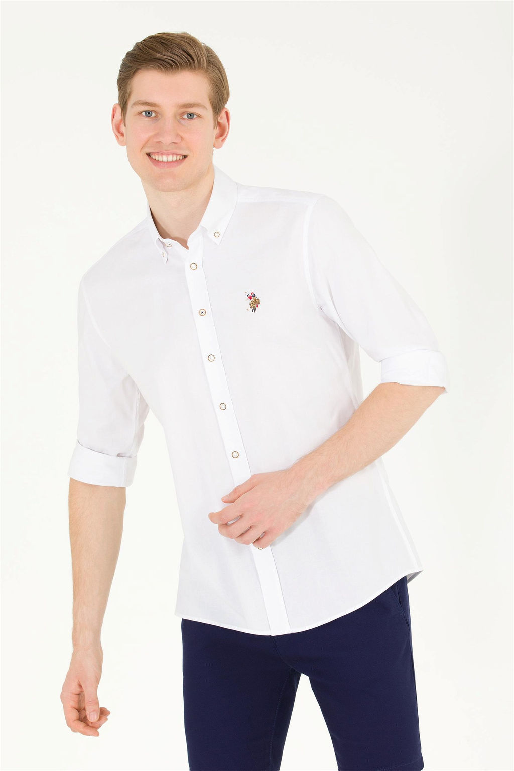 U. S. Polo Assn Мужская белая базовая рубашка с длинным рукавом - U.s. polo assn фото 11