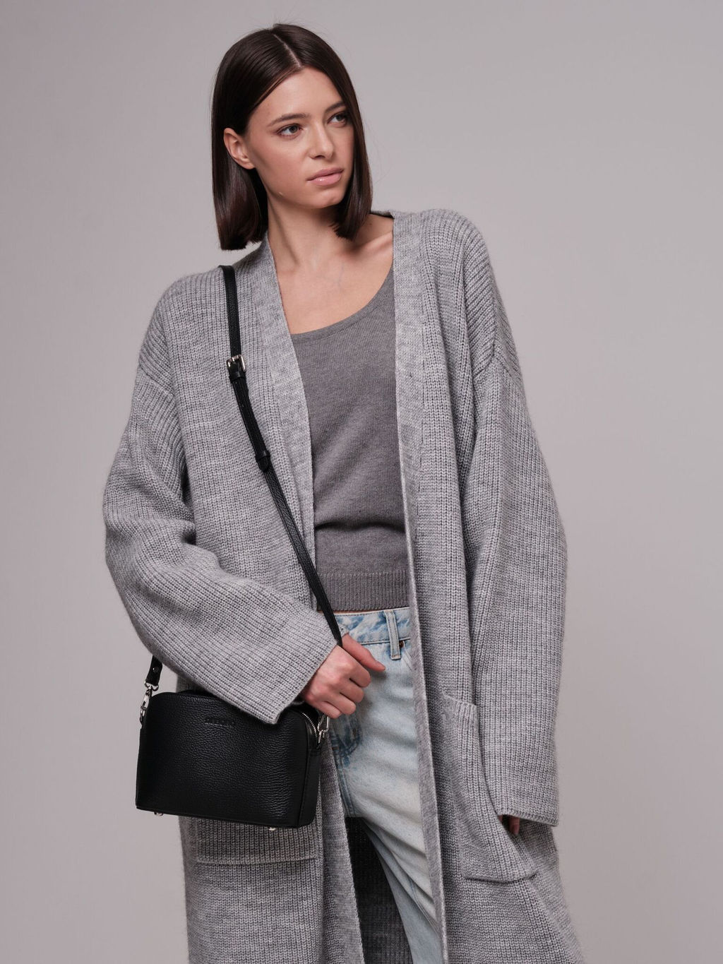 Сумка кожаная на плечо кросс-боди Deboro 30848 черный