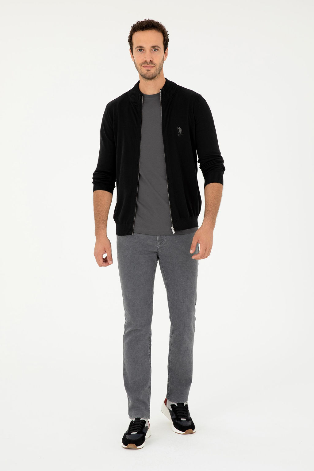 Мужской черный базовый трикотажный кардиган - U.s. polo assn фото 4